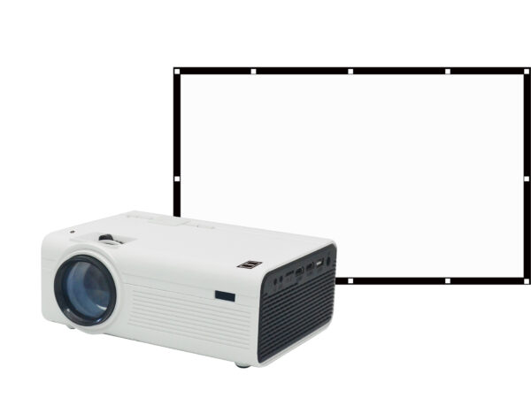 RCA BLUETOOTH HOME THEATER PROJECTOR, BUNDLED WITH FOLD UP SCREEN